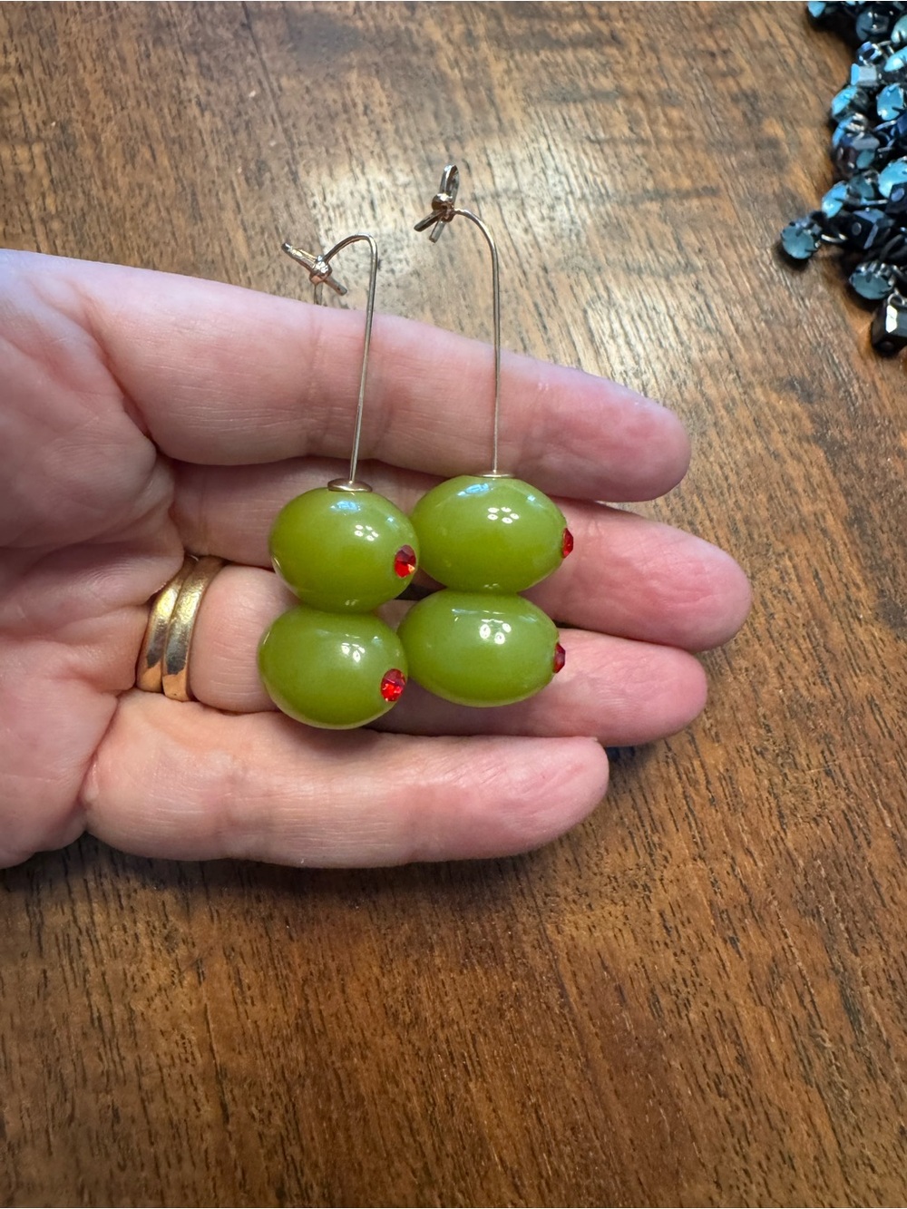 Piper K Olives glass stone earrings